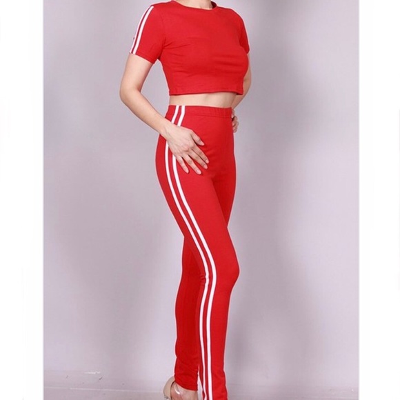 Pants - Red & White Stripe Joggers
